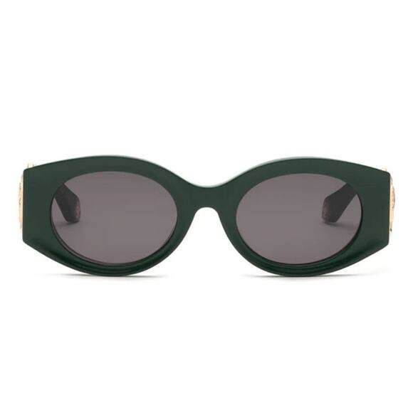 Roberto Cavalli SRC064 0D80 Green Gold Oval Sunglasses NWT Authentic main image 7